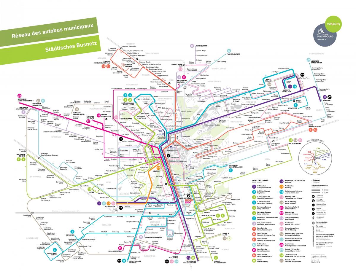 地図のルクセンブルク公共交通機関