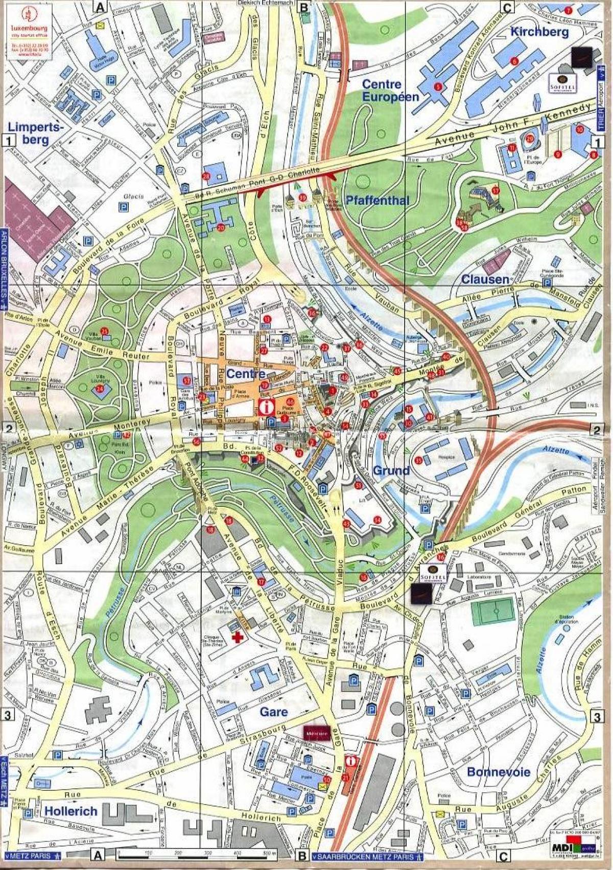地図のルクセンブルグ旧市街