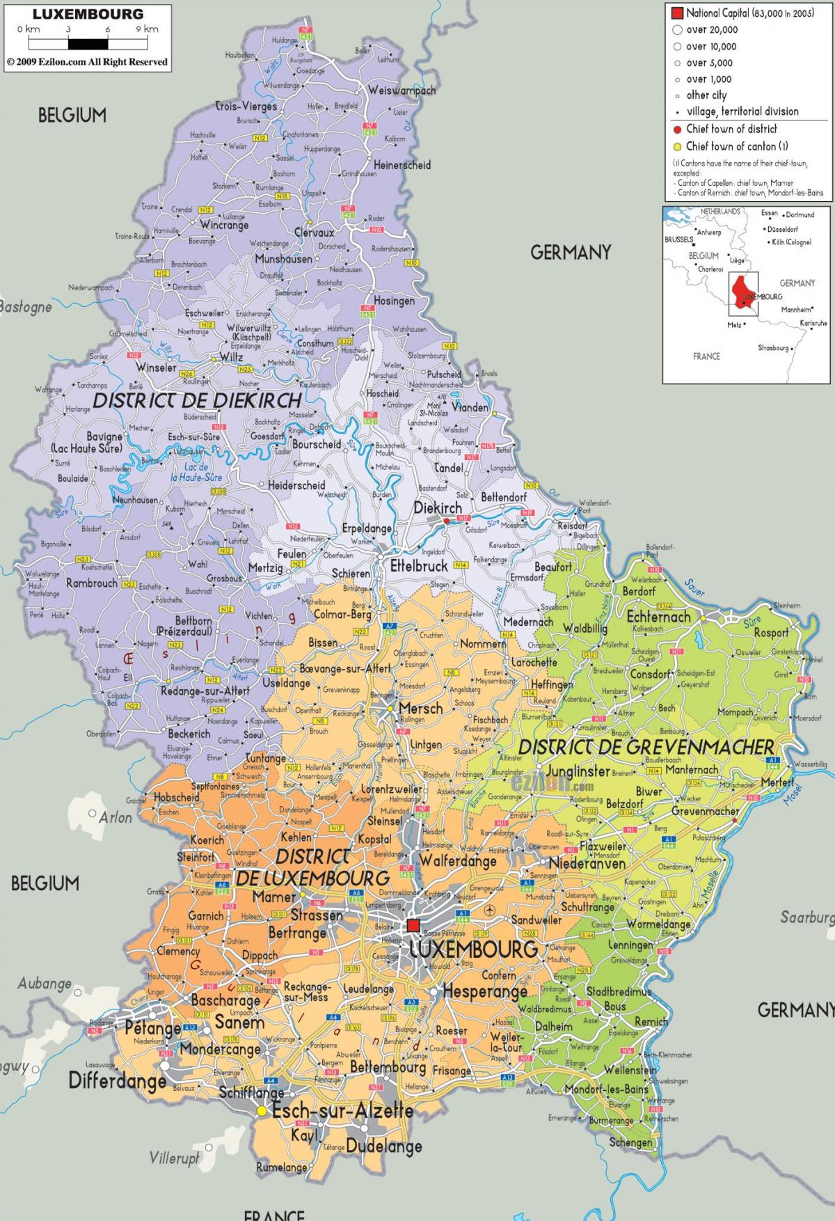 ルクセンブルグ国-地図