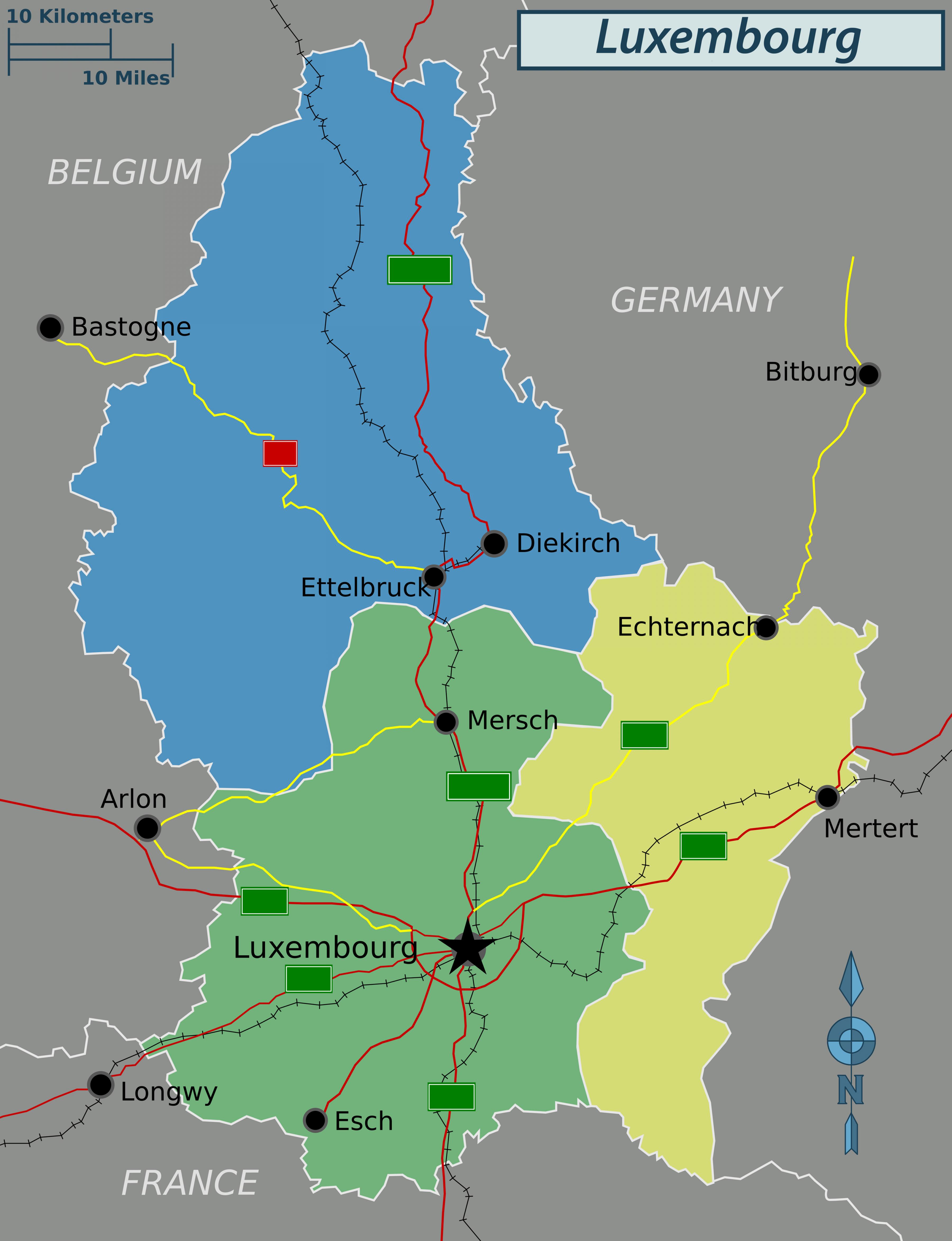 ルクセンブルクの政治地図 地図のルクセンブルクの政治的 西ヨーロッパのヨーロッパ