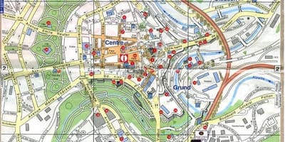 地図のルクセンブルグ旧市街